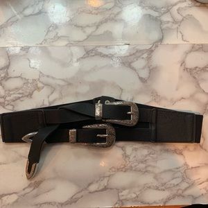 Double buckle western belt